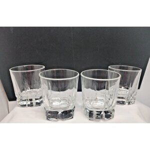 Libbey Squire Lowball Glasses Set of 4 Heavy Rock Cut Whiskey Double Old Fashion